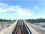 Junction where the Airtrain line to Howard Beach branches off from the line to Jamaica LIRR Station